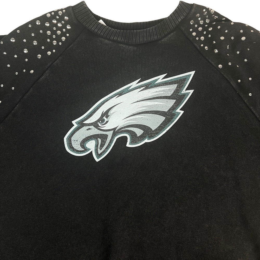 Womens Gameday Couture Philadelphia Eagles Black French Terry Studded Sweatshirt
